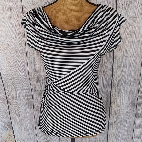 Max Studio Tops - Max Studio  Black & White Cowl Neck Top Sz S